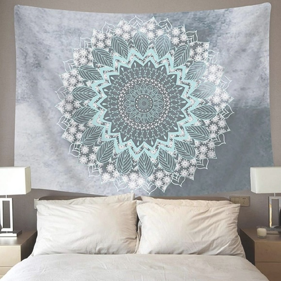 Psychedelic Tapestry Mandala Wall Hanging Art TEAL - Picture 3 of 7